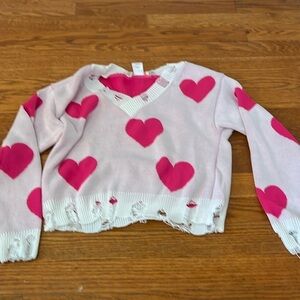 Tweenstyle Girl’s Pink Heart Sweater Size 10